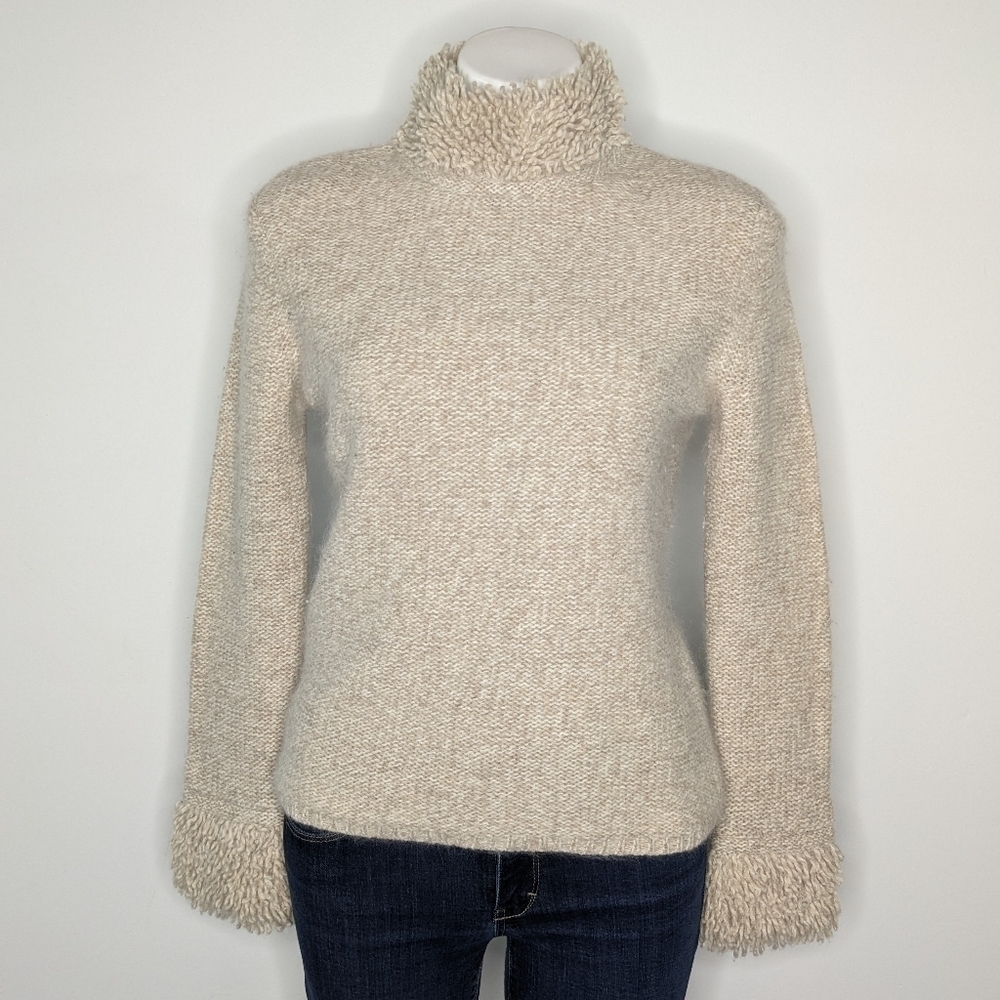 Vintage Country Shop cream wool & rabbit hair high neck sweater S